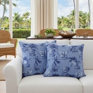 Pair of TOMMY BAHAMA Tropical Print King Pillow Shams 25" x 25"